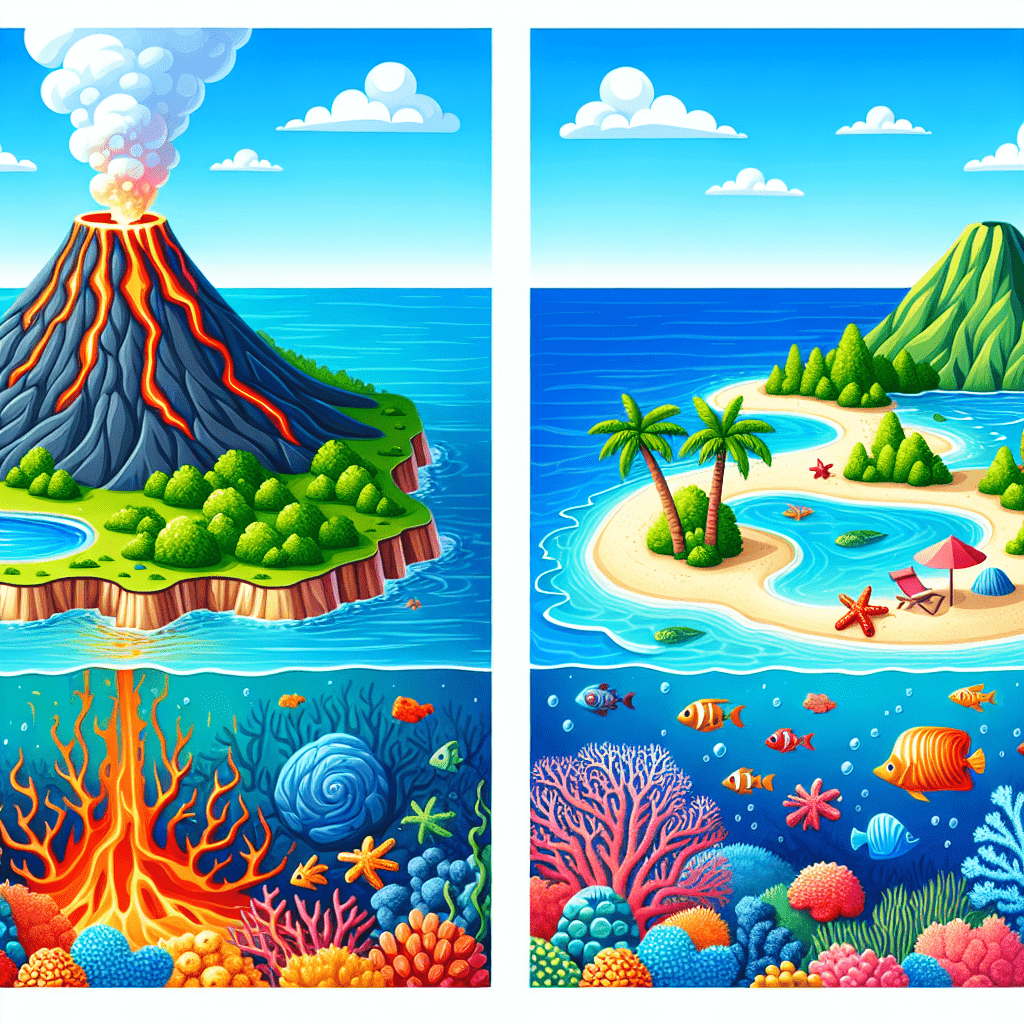 Differentiating Volcanic Islands and Coral Islands